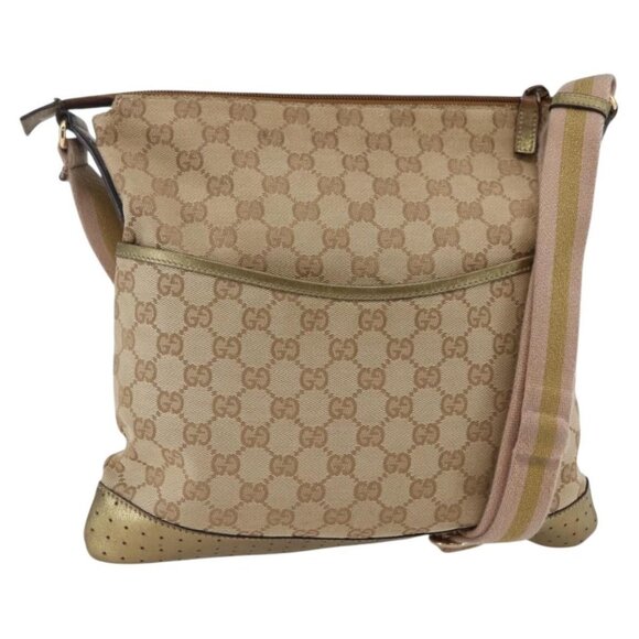 GUCCI GG Canvas Shoulder Bag Beige Gold 145857 Auth ep11216 - Picture 1 of 16